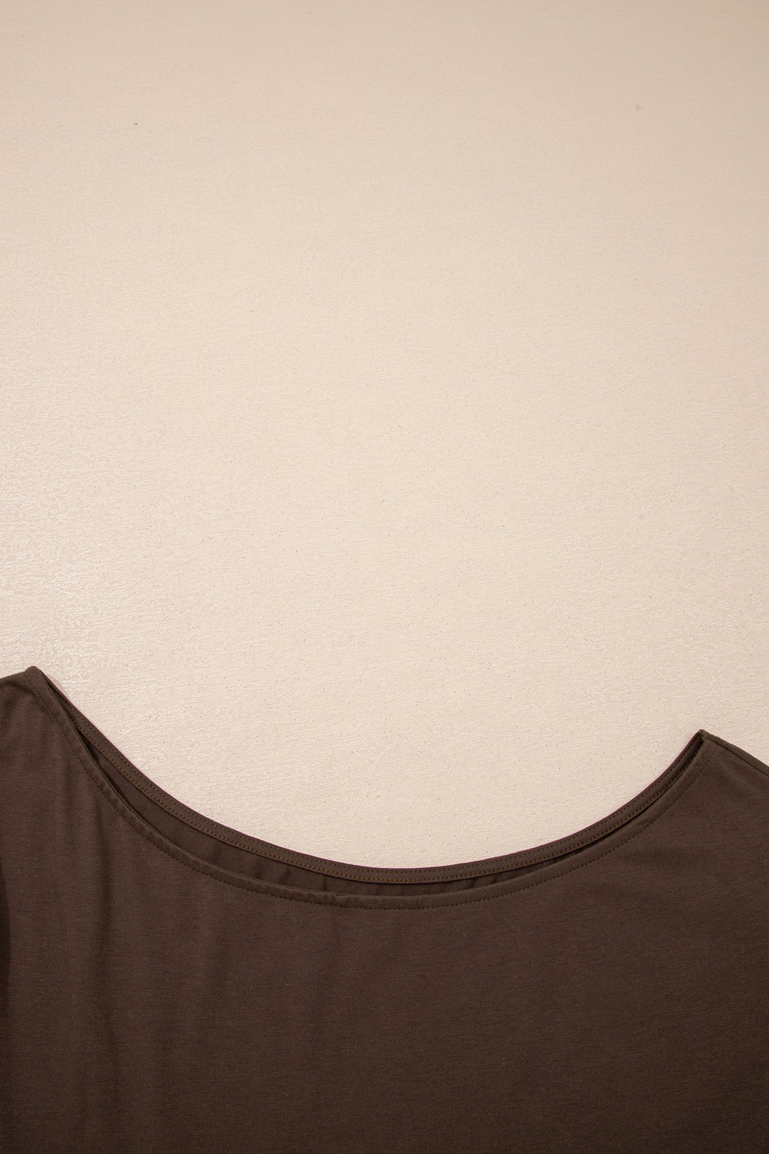 Coffee Plus Size Solid Color Asymmetric Neck Short Sleeve Blouse - Snoopy's Closet