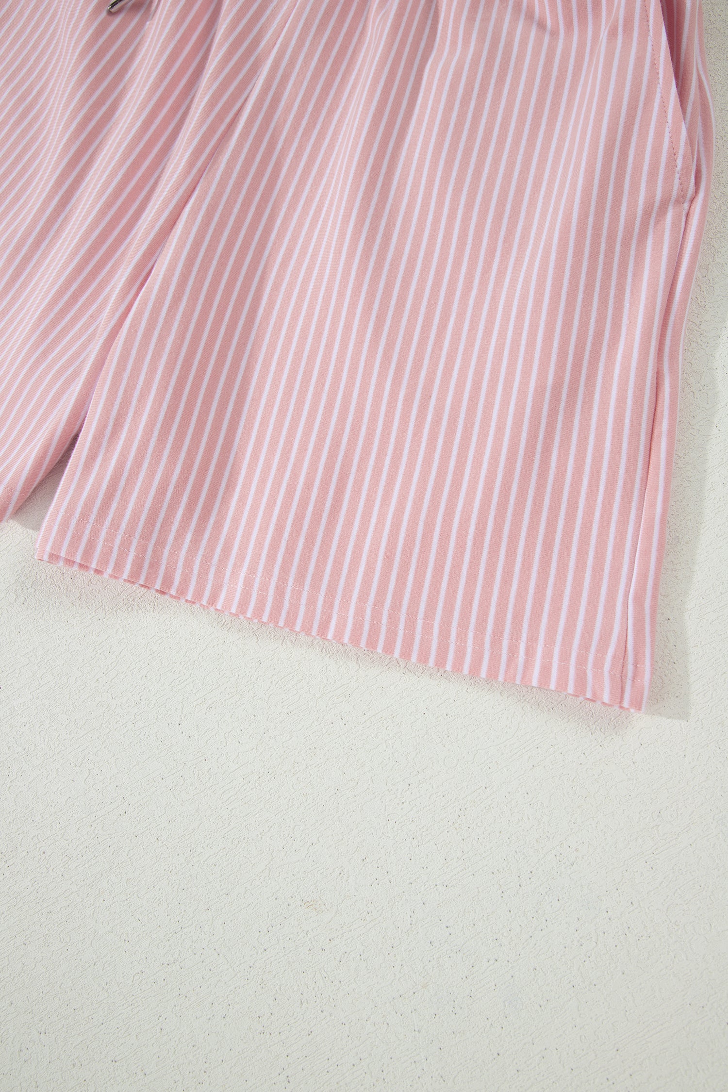 Pink Stripe Dolman Sleeve Polo Shirt and Drawstring Shorts Set - Snoopy's Closet