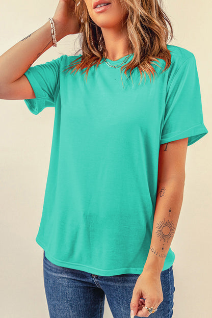 Mint Green Casual Plain Crew Neck Tee - Snoopy's Closet