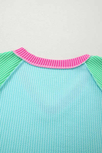 Camiseta Aruba de Canalé Retorcido con Bloques de Color