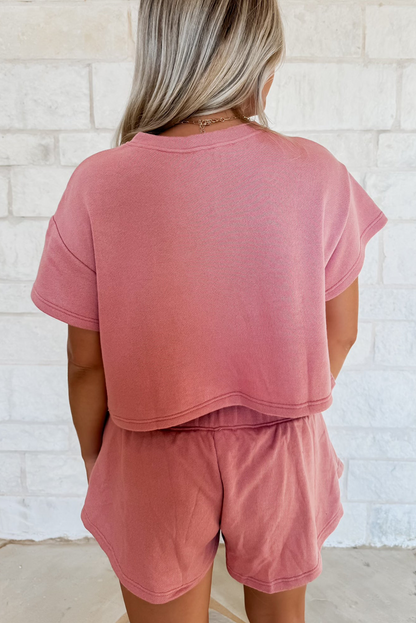 Conjunto de 2 piezas de camiseta corta con gráfico de cangrejo de lentejuelas Blossom y minifalda pantalón de talle alto