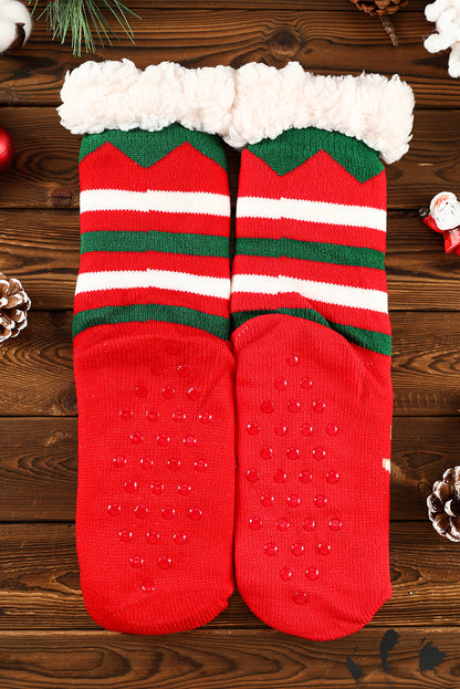 Fiery Red Christmas Cartoon Pattern Woolen Knit Socks - Snoopy's Closet