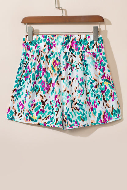 Light Blue Leopard High Waisted Athletic Shorts - Snoopy's Closet