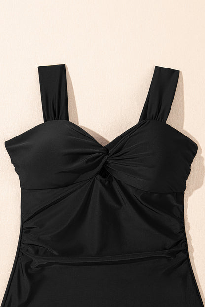 Black Cut out Twist Bowknot Backless One Piece Swimsuit - Snoopy's Closet