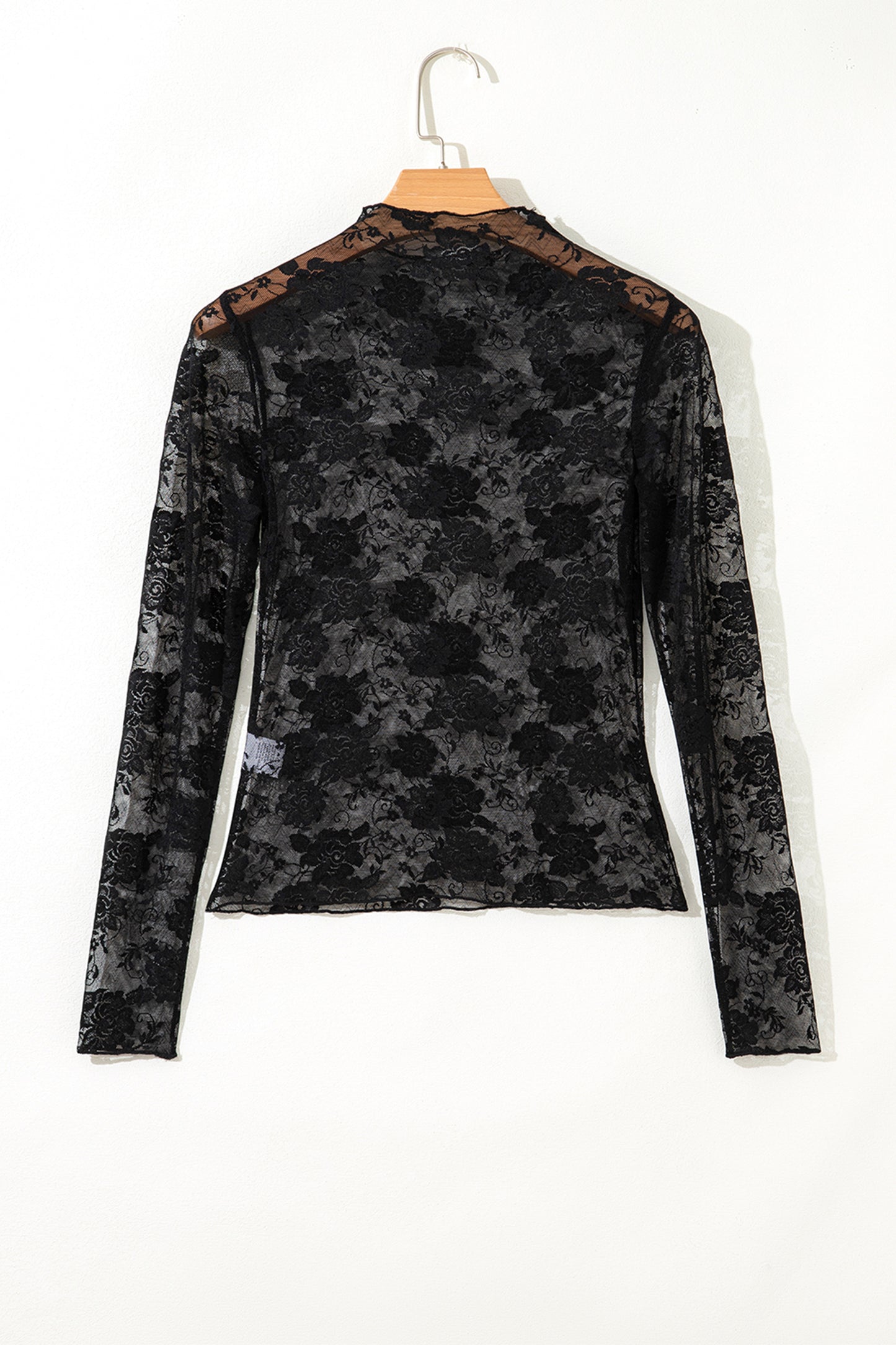 White Plus Size Floral Mesh Long Sleeve Top - Snoopy's Closet
