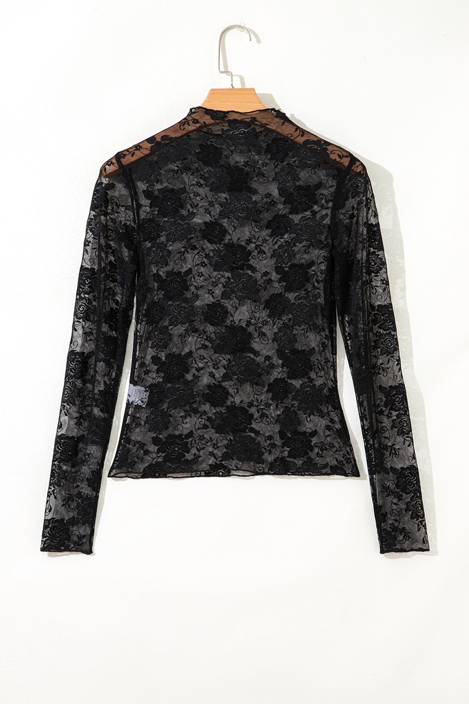 White Plus Size Floral Mesh Long Sleeve Top - Snoopy's Closet