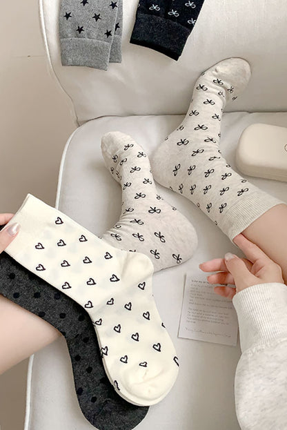 White Bow Knots Ribbed Edge Crew Socks - Snoopy's Closet