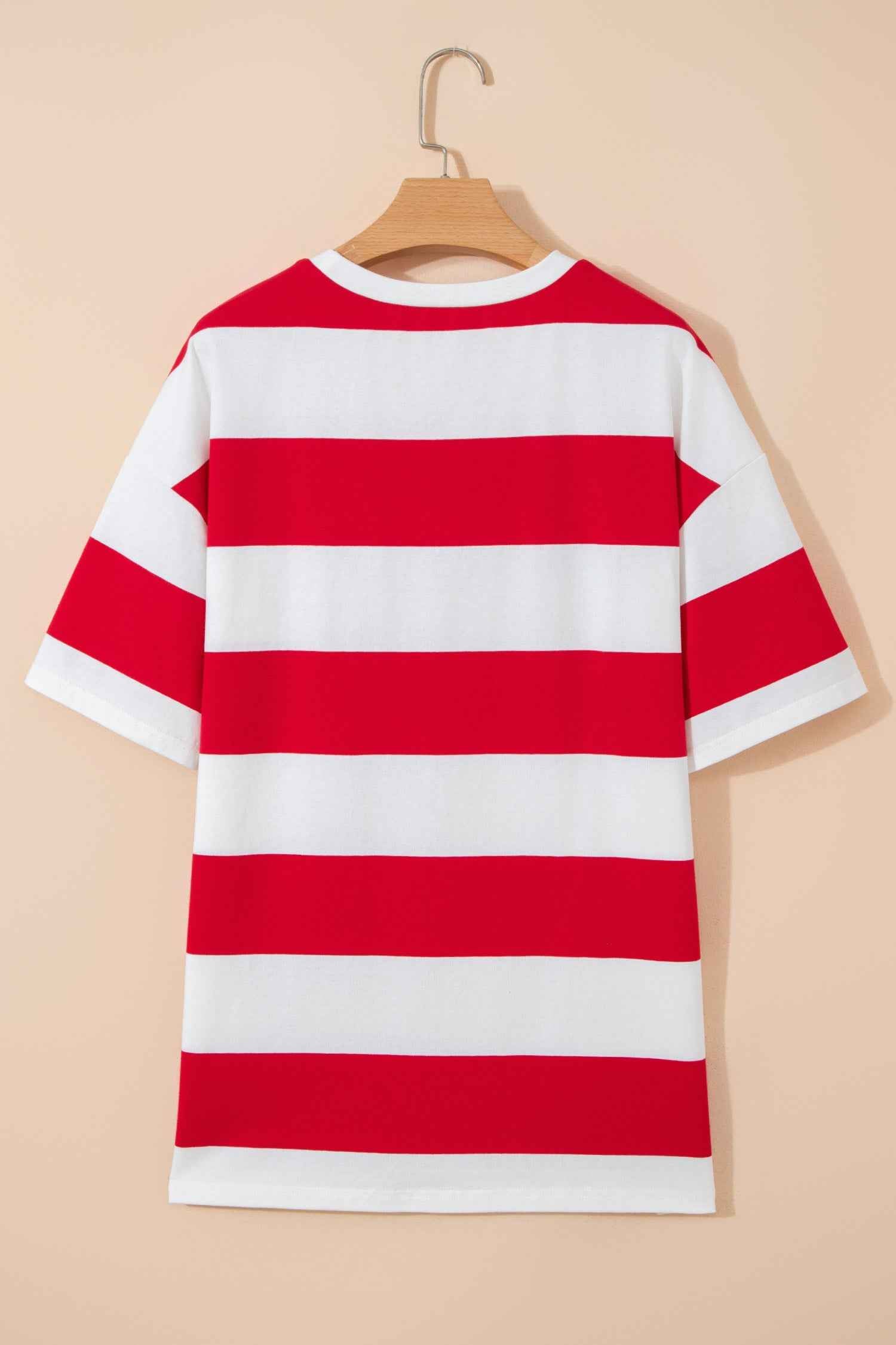 Bright Pink Striped Color Block Oversize Tunic Tee
