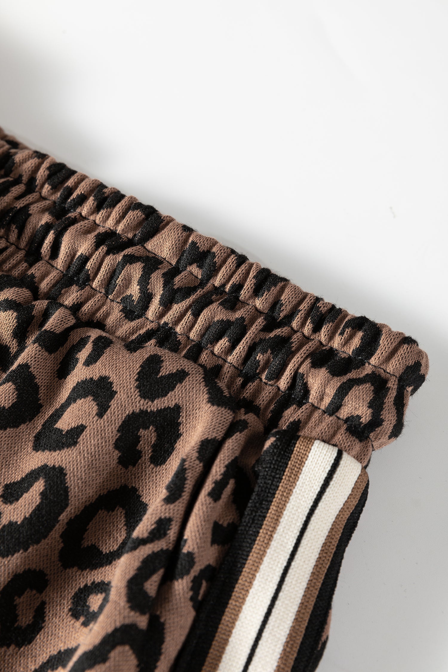 Khaki Leopard Print Quarter Zip Long Sleeve Top Mini Skirt Set - Snoopy's Closet