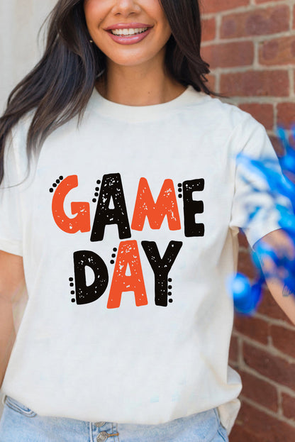 Camiseta informal blanca divertida con letras estampadas para el DÍA DEL PARTIDO