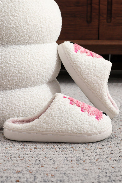 White Plush Christmas Tree Color Contrasted Liner House Slippers - Snoopy's Closet
