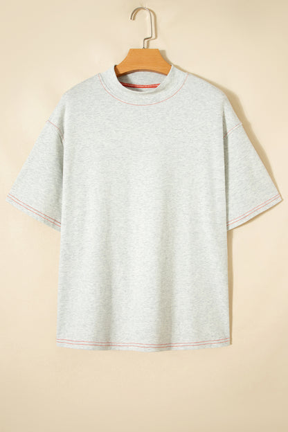Light Grey Reversible Contrast-Stitched T-Shirt