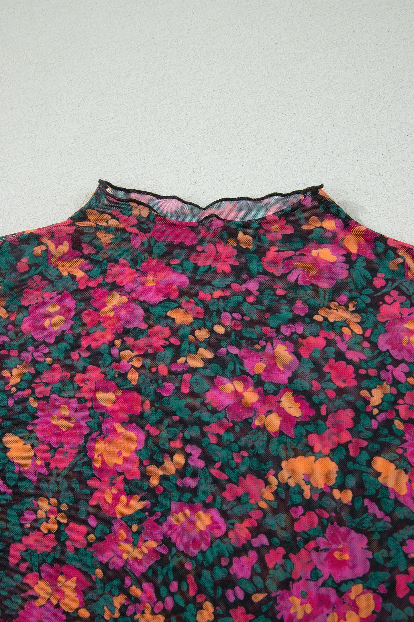 Rose Plus Size Floral Mesh Short Sleeve Top - Snoopy's Closet