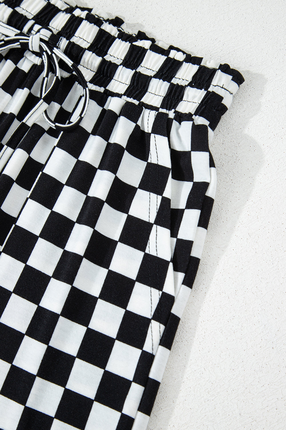 Black Checkered Print Long Sleeve Top and Pants Lounge Set - Snoopy's Closet