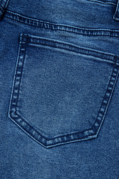 Sail Blue Frayed Cropped Straight Jeans