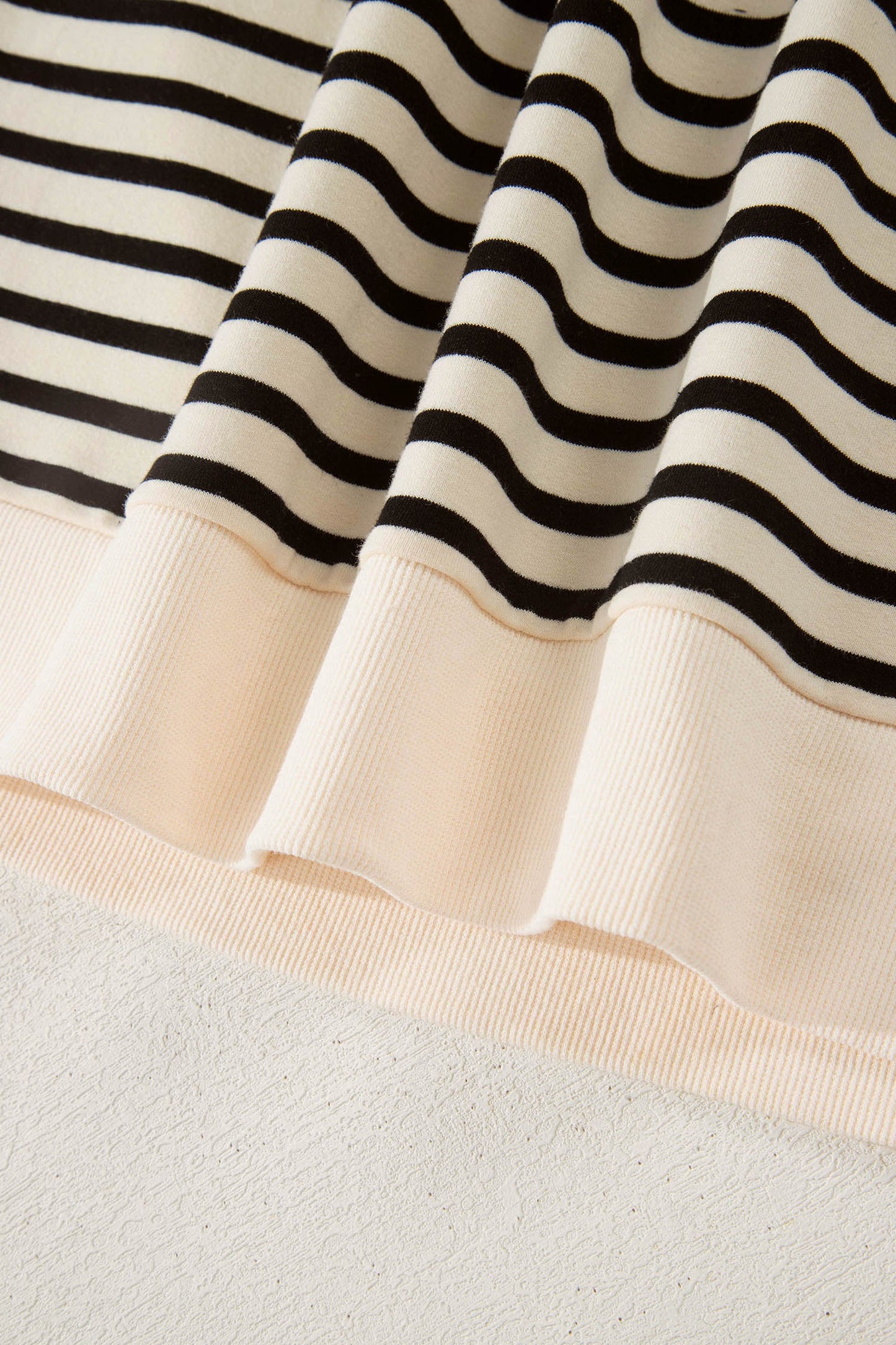 Black Stripe Ribbed Color Block Trim Zip Polo Tee Drawstring Shorts 2pcs Outfit - Snoopy's Closet