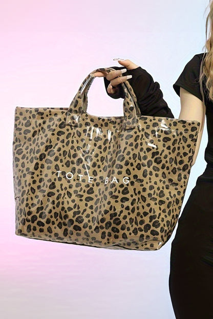 Brown Leopard PU Leather Water Proof Tote Bag - Snoopy's Closet