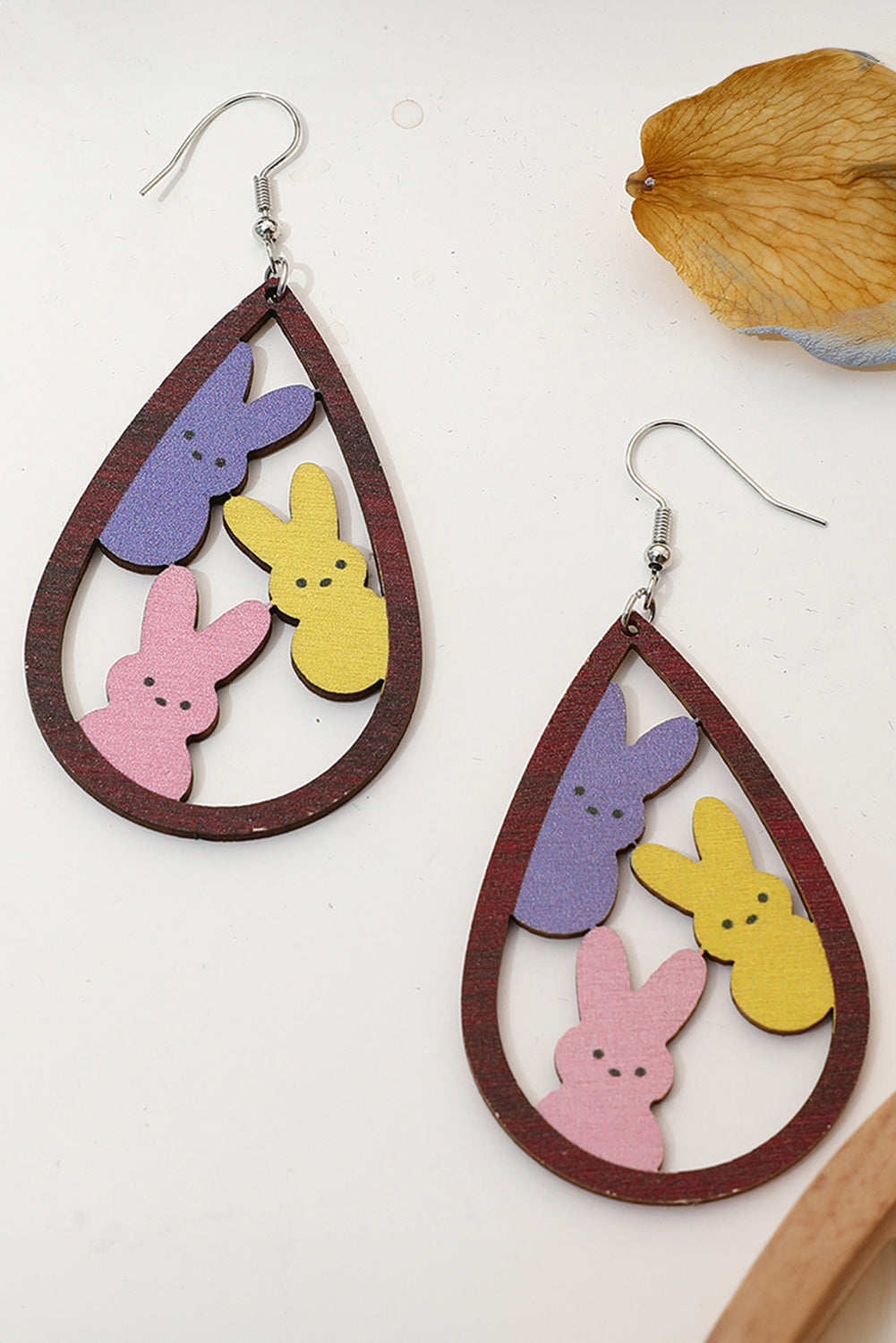 Brown Waterdrop Shape Easter Bunny Hook Earrings - Snoopy's Closet