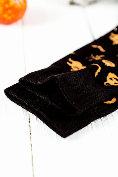 Black Spooky Season Halloween Element Print Socks - Snoopy's Closet
