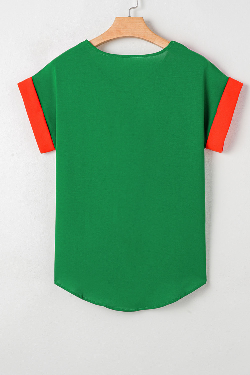 Rose Red Contrast Trim Color Block Front Zipped T Shirt - Snoopy's Closet