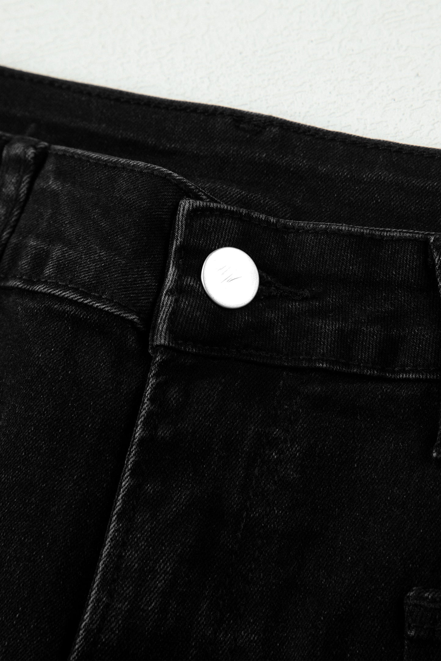 Black Frayed Cropped Straight Jeans