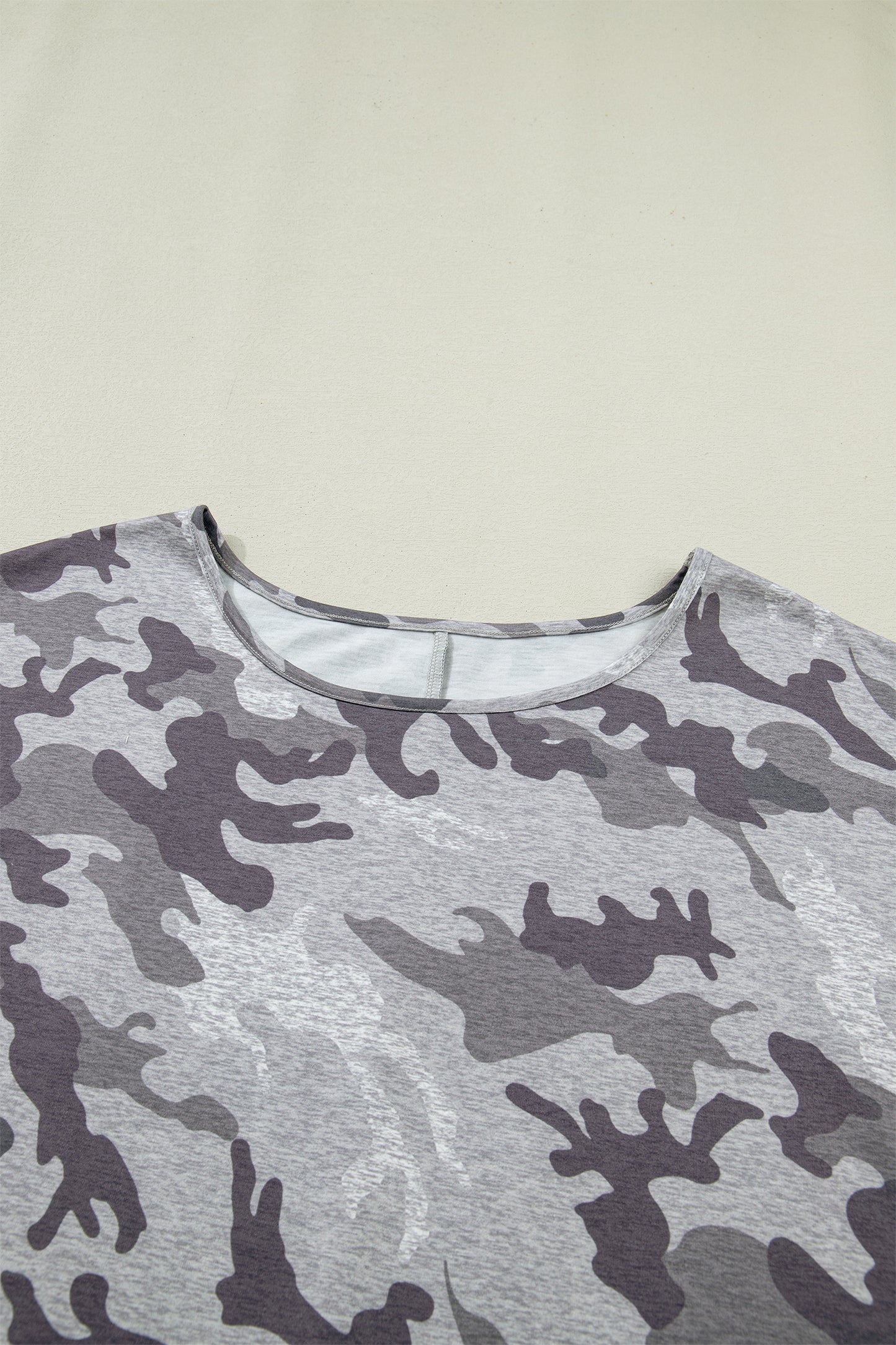 Gray Plus Size Camo Print Casual T Shirt - Snoopy's Closet