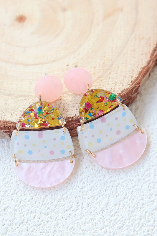 Pink Cute Printed Easter Egg Shape Drop Earrings - Snoopy's Closet