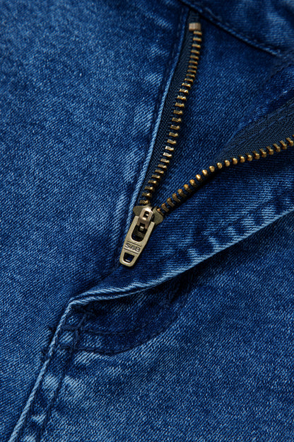 Sail Blue Frayed Cropped Straight Jeans