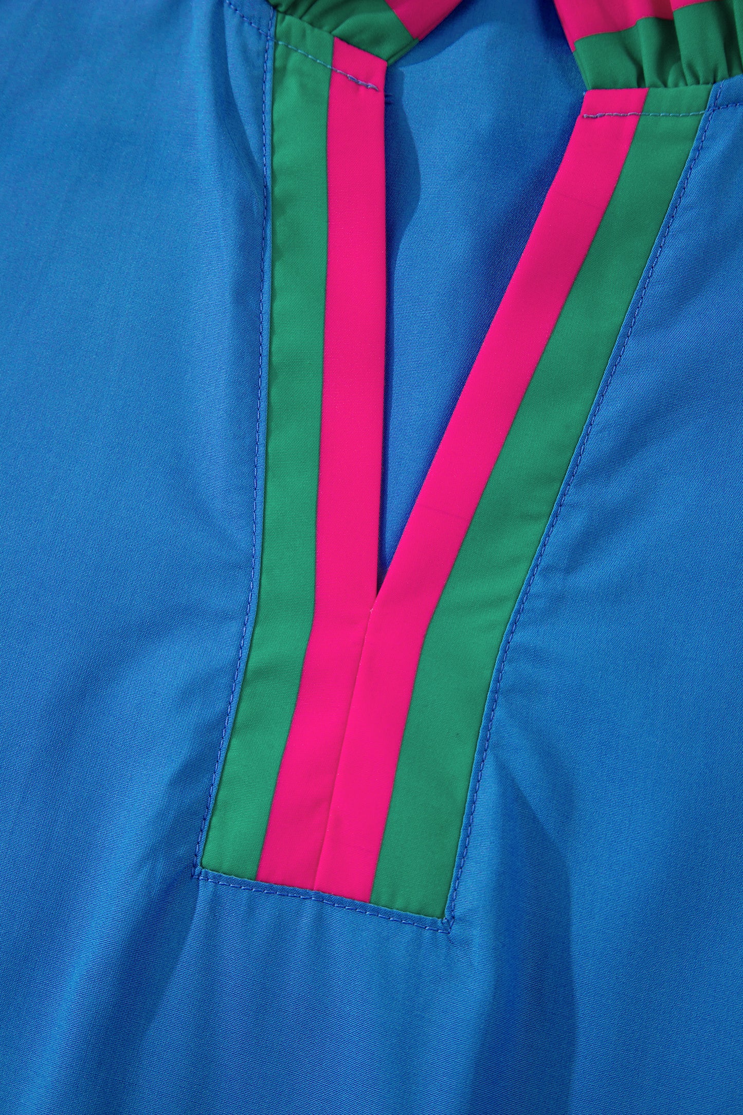 Blusa de manga corta con volantes, cuello con volantes a rayas azul cielo