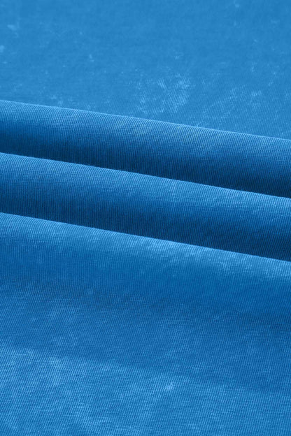 Blue Cotton Mineral Wash T Shirt