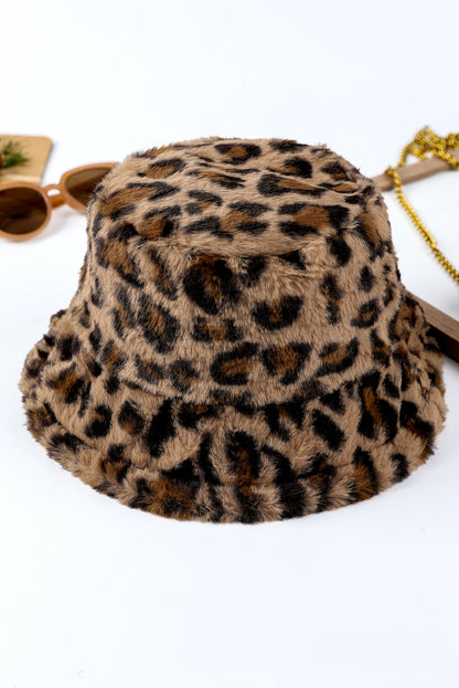 Sombrero de pescador de invierno de ala ancha con estampado de leopardo y curry tailandés
