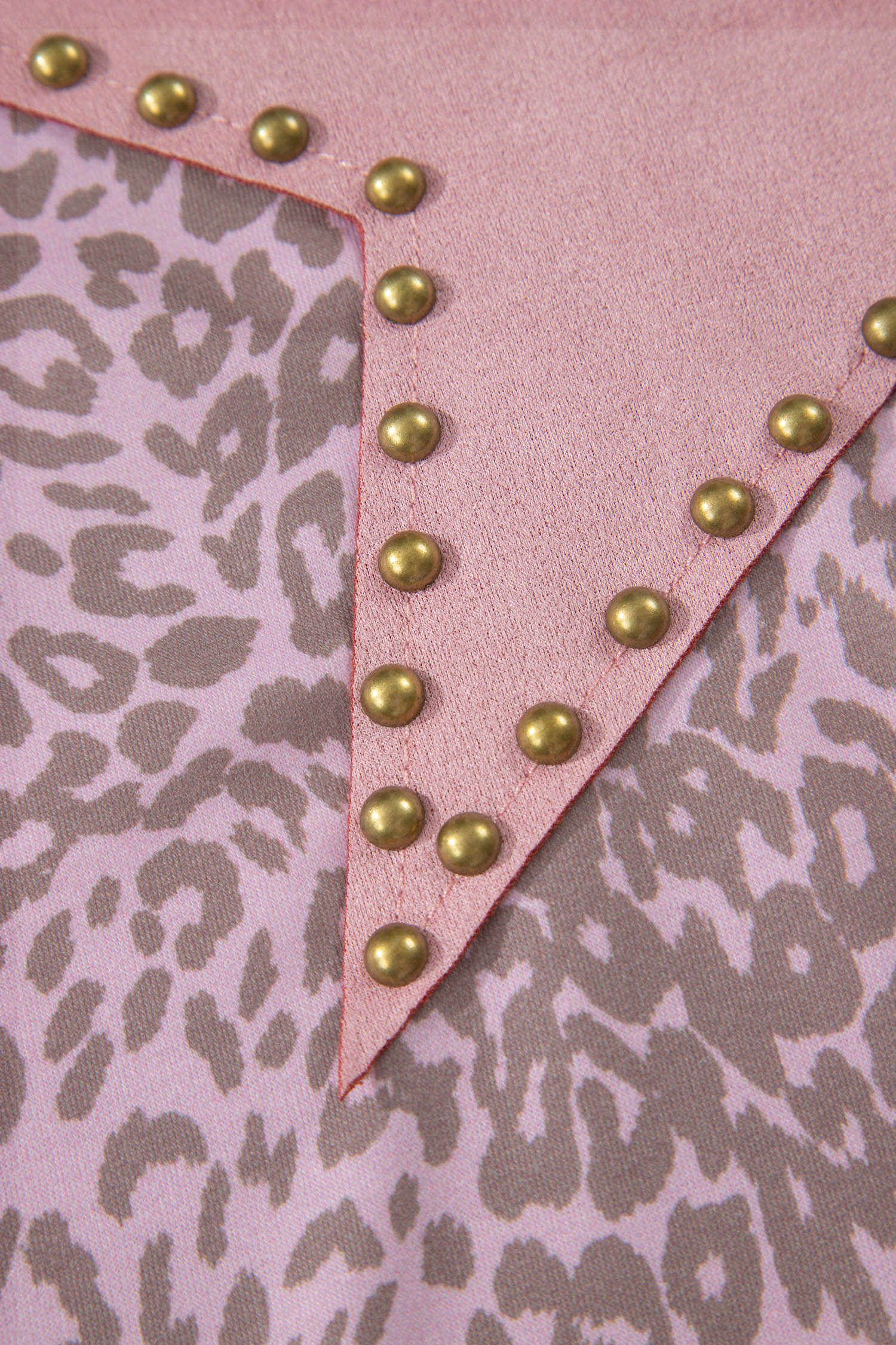 Khaki Leopard Retro Studded Star Patch Loose Tee - Snoopy's Closet