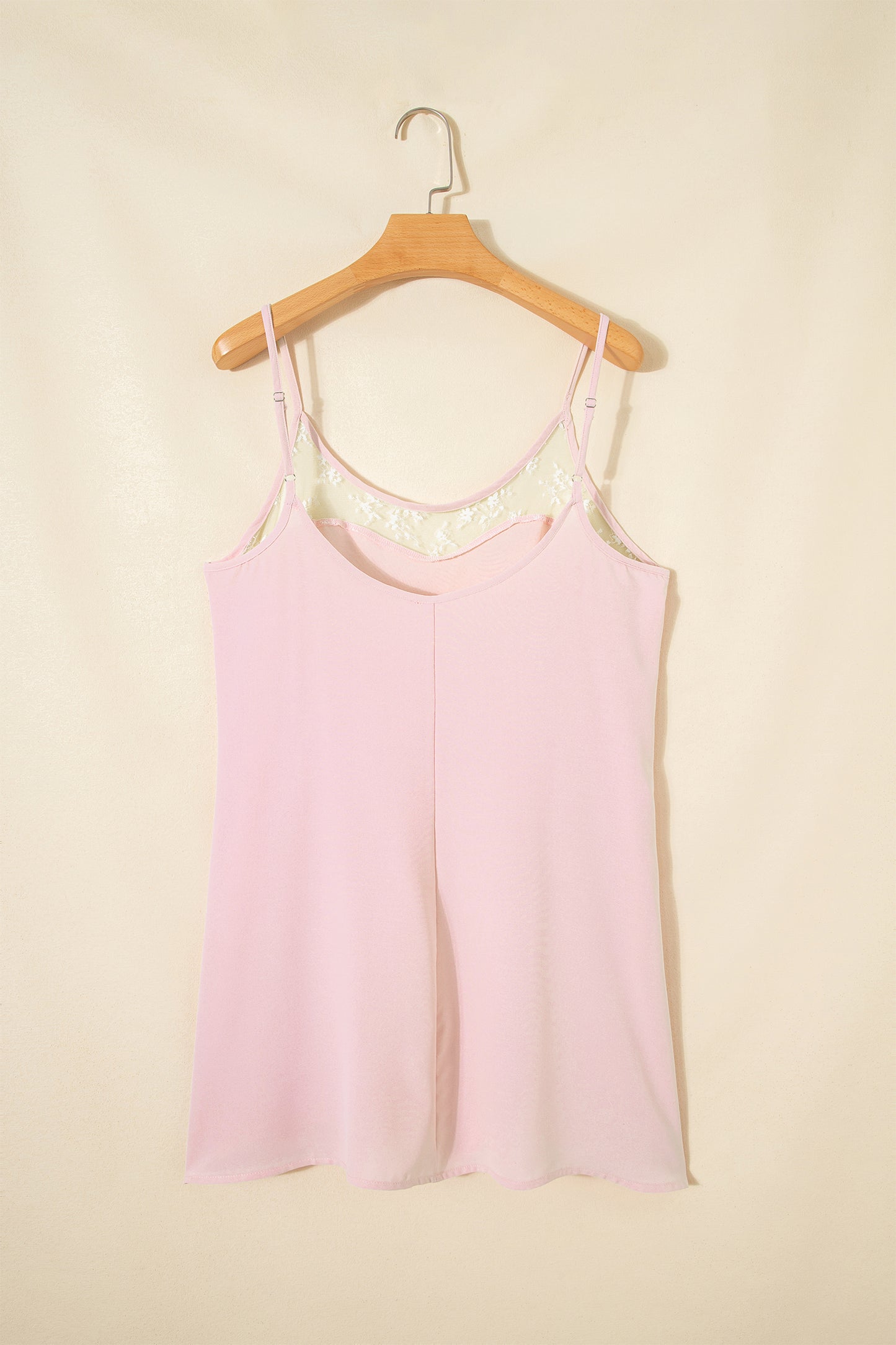 Light Pink Sheer Lace Patchwork Camisole Nightgown Dress - Snoopy's Closet