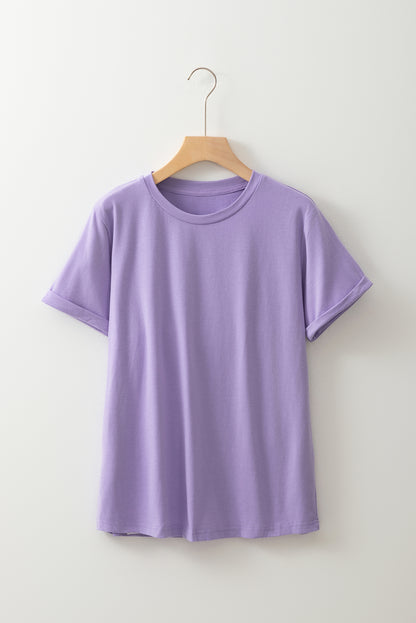 Wisteria Casual Plain Crew Neck Tee - Snoopy's Closet
