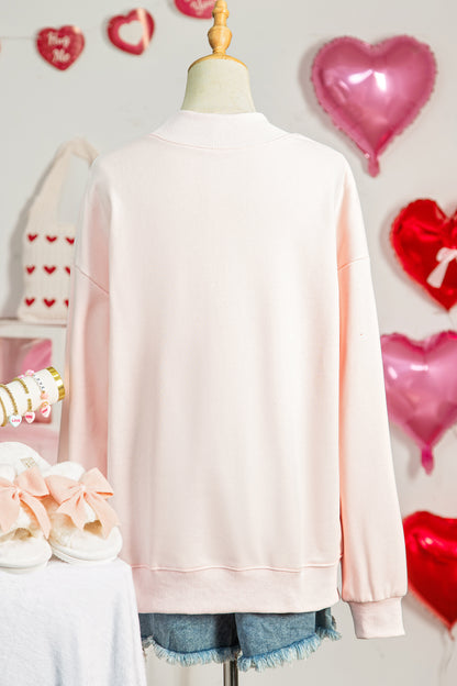 Light Pink love like Jesus Valentines Day Mock Neck Sweatshirt - Snoopy's Closet