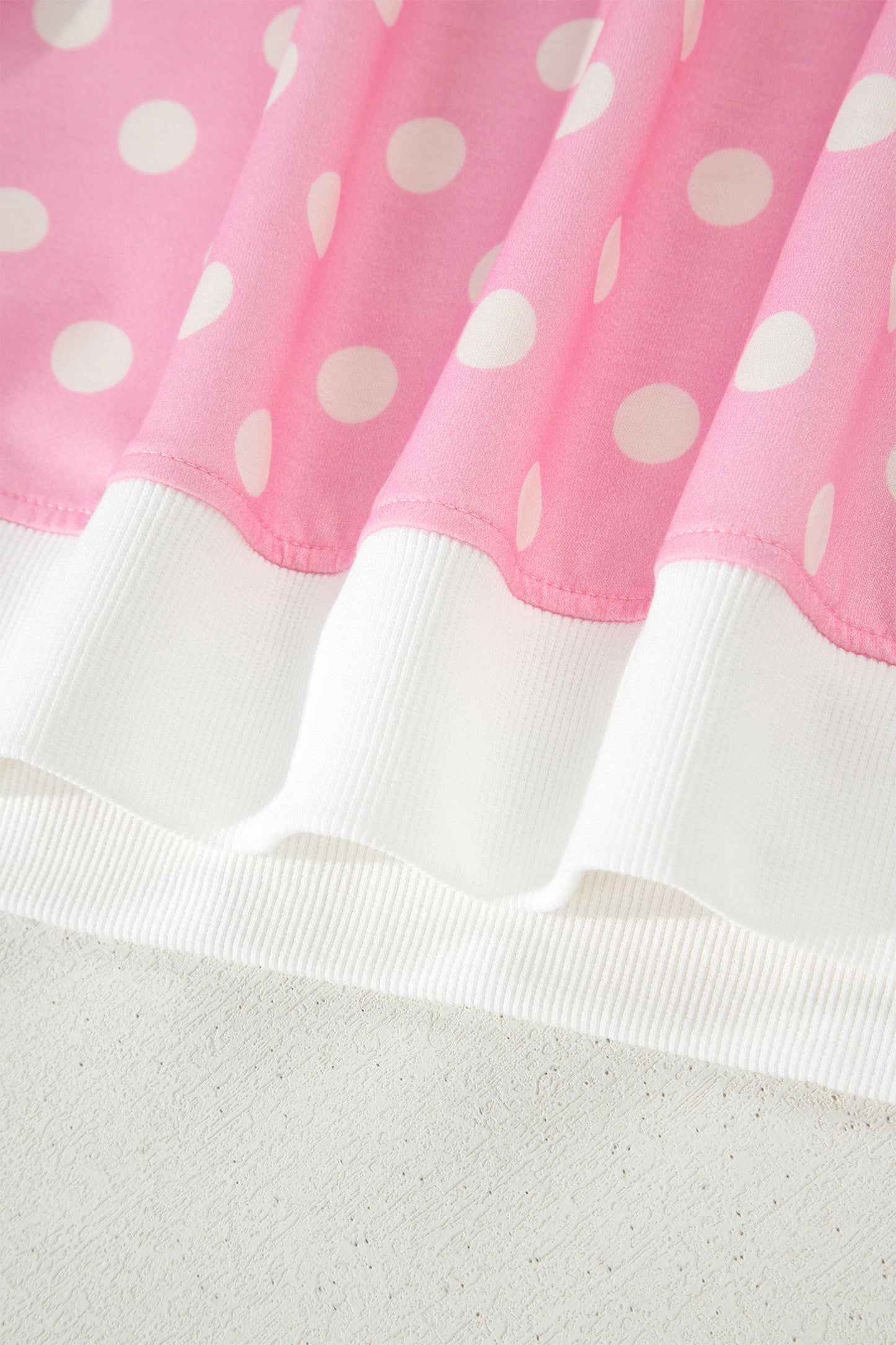 Sky Blue Polka Dot Print Color Block Trim Mock Neck Short Set - Snoopy's Closet