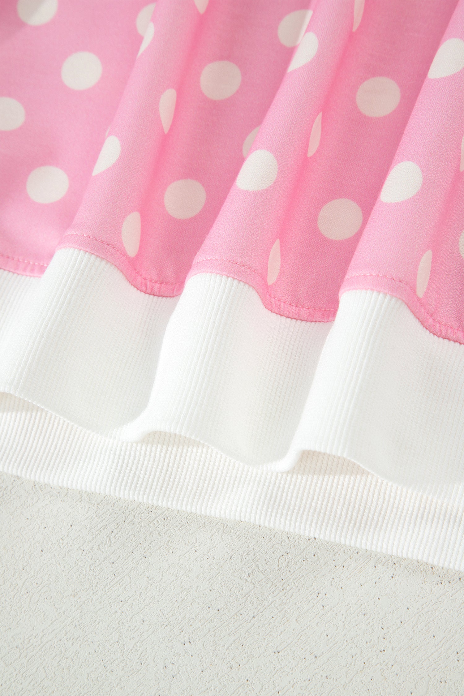 Sky Blue Polka Dot Print Color Block Trim Mock Neck Short Set - Snoopy's Closet