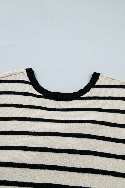 Jersey de manga corta con aplique de lazo de rayas negras