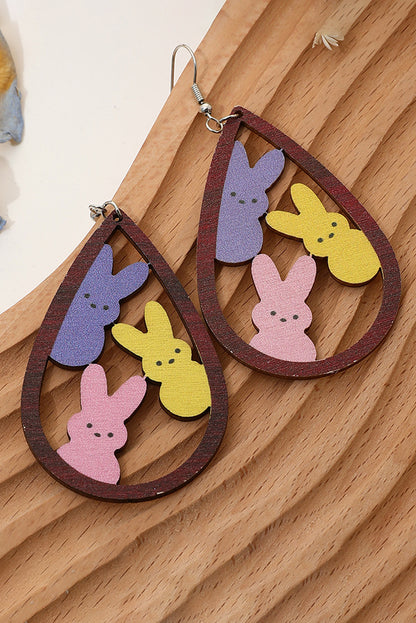 Brown Waterdrop Shape Easter Bunny Hook Earrings - Snoopy's Closet
