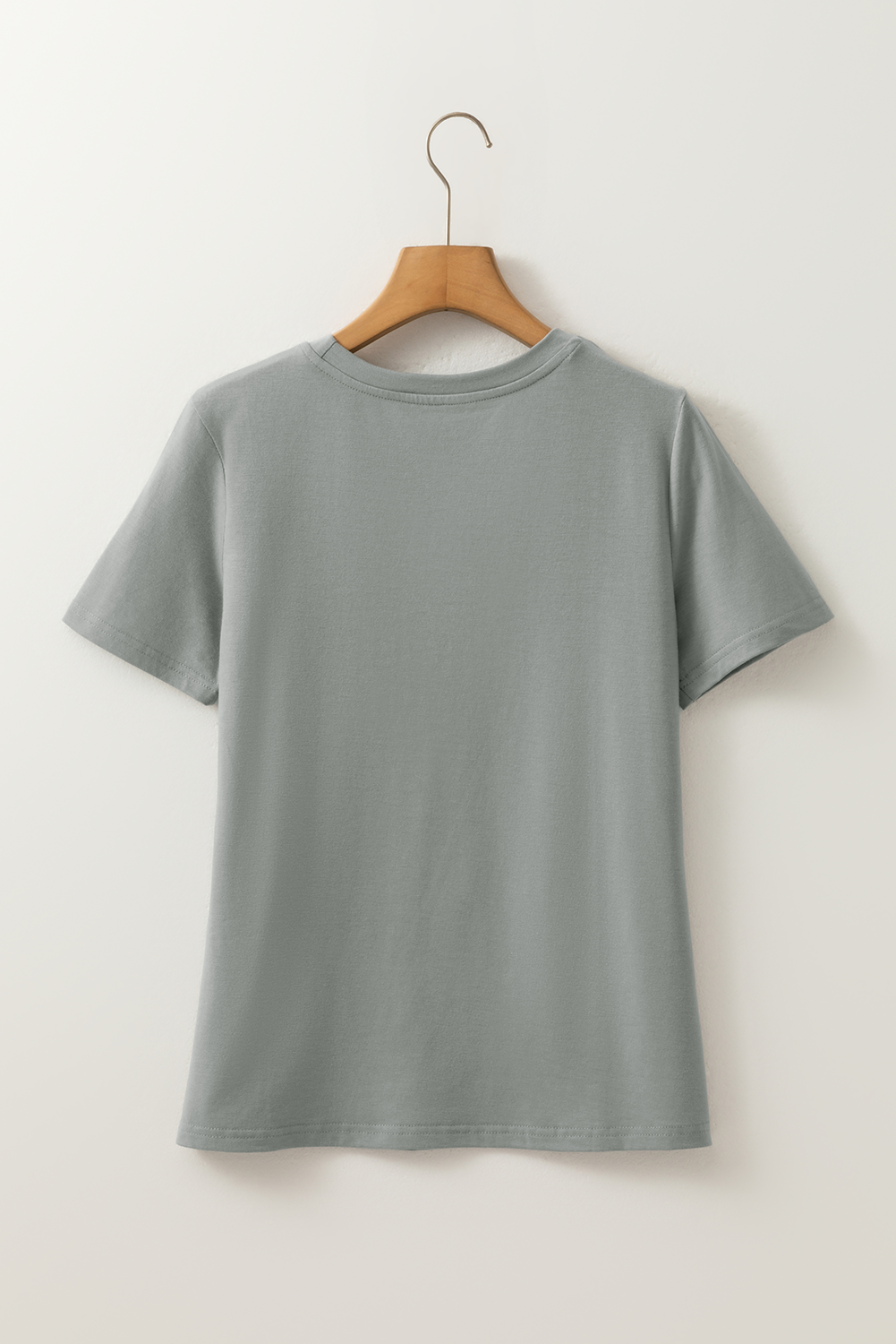 Medium Grey Solid Color Toothpick Stripe Round Neck T Shirt - Snoopy's Closet