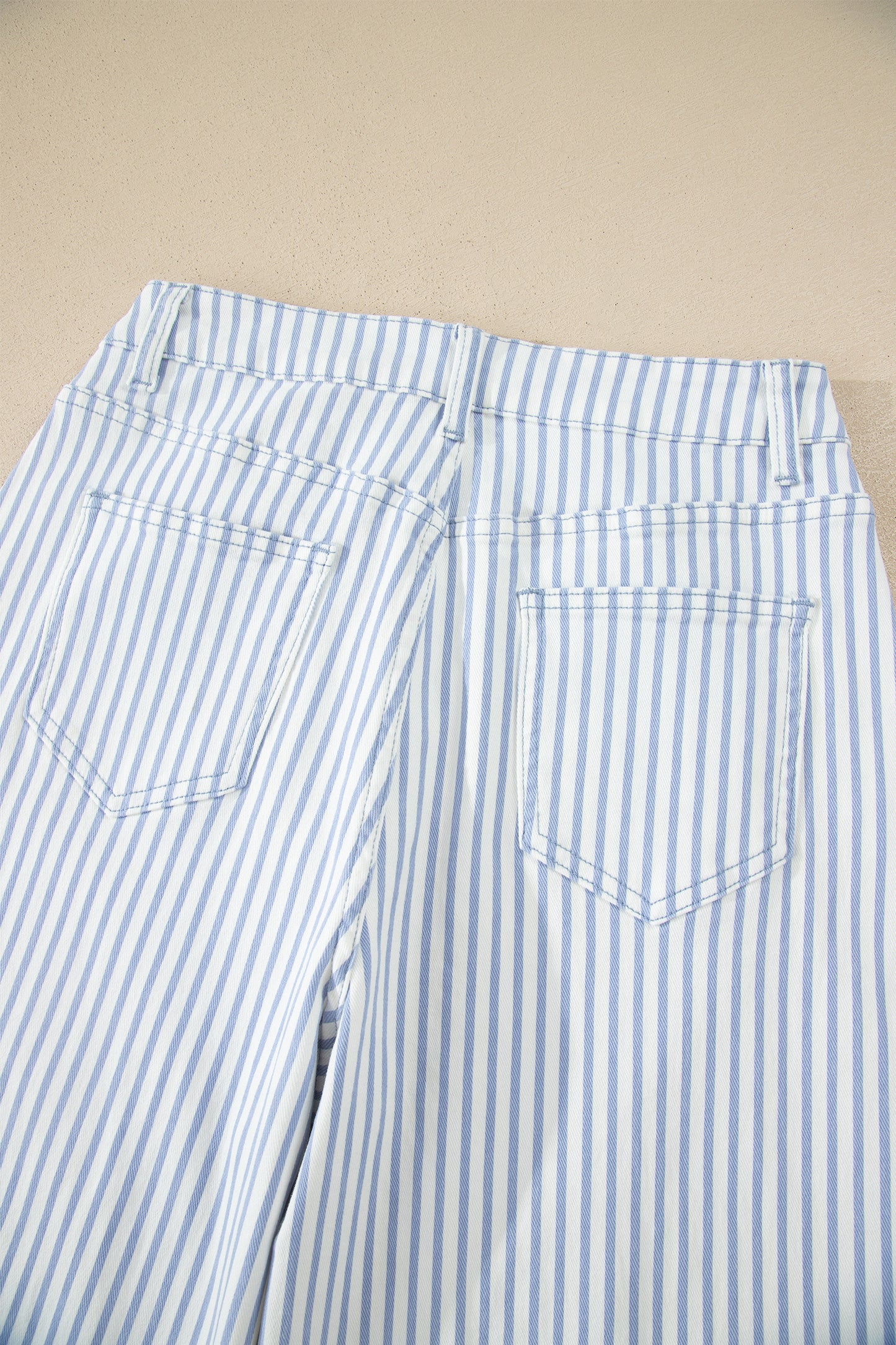 Sky Blue Stripe Casual Barrel Jeans