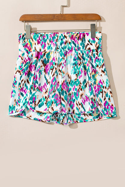 Light Blue Leopard High Waisted Athletic Shorts - Snoopy's Closet