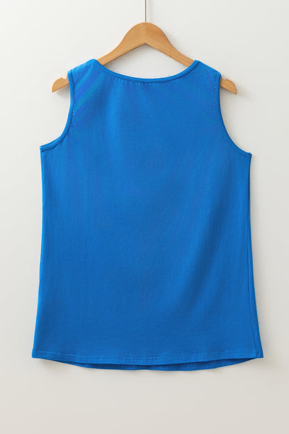 Blue Sun Graphic Casual Tank Top - Snoopy's Closet