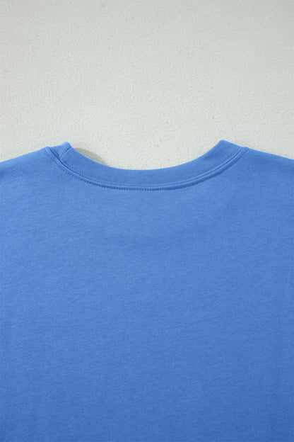 Sky Blue Solid Cover Oversize Tee Pocketed Casual Pants 2pcs Outfit - Snoopy's Closet