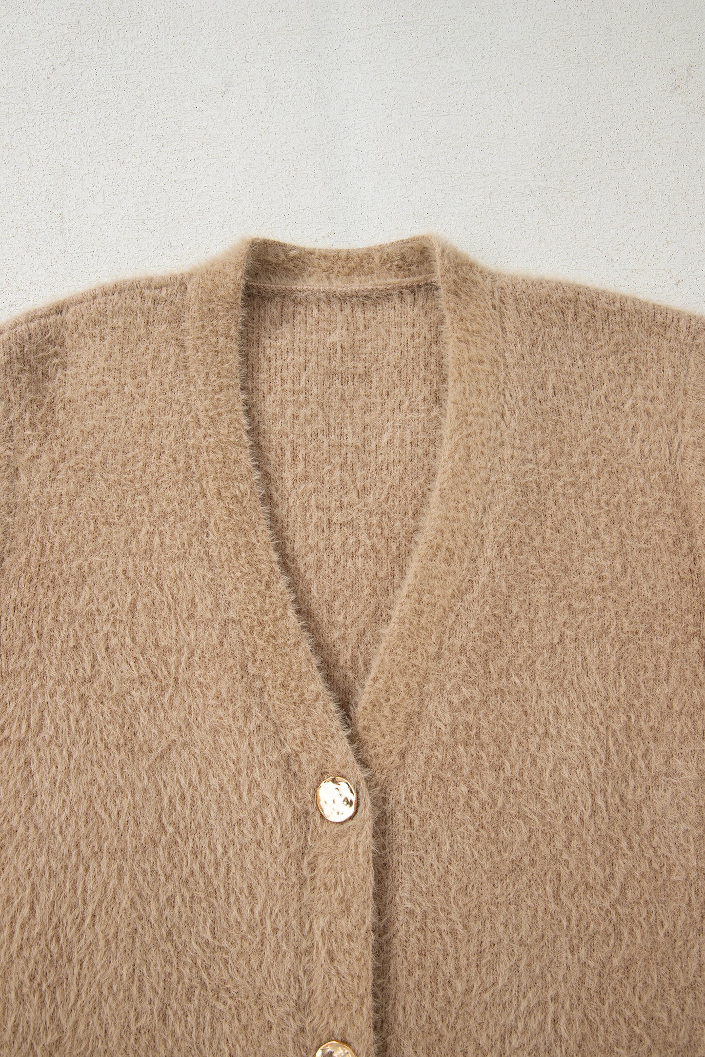 Smoke Gray Fuzzy Buttoned Front Midi Solid Cardigan - Snoopy's Closet
