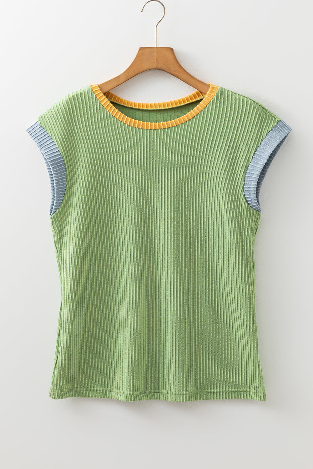 Grass Green Color Block Corded Knit Crew Neck Tee - Snoopy's Closet