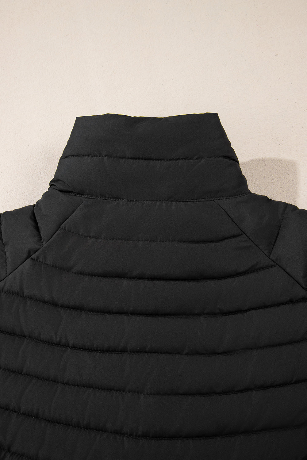 Black Solid Color Quilted Zip-up Puffer Jacket - Snoopy's Closet