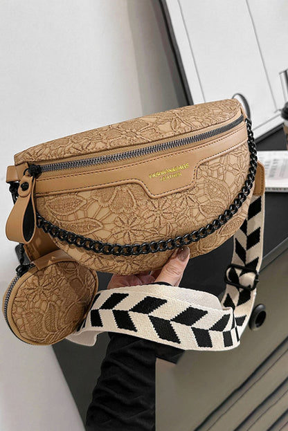 Camel Colorblock Strap Chain Shoulder Bag With Coin Purse - Snoopy's Closet