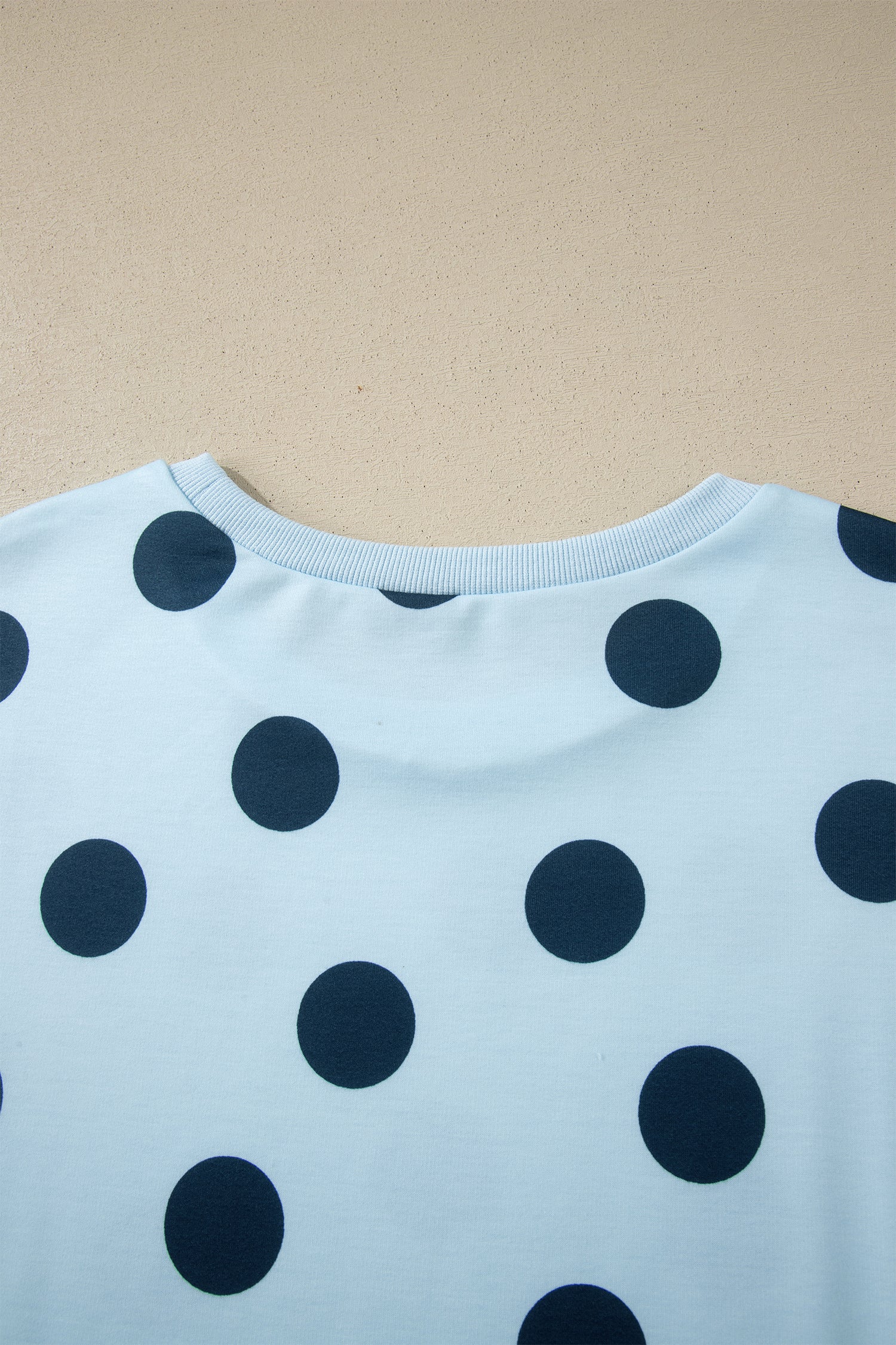 Sky Blue Polka Dot Print Loose Tee Drawstring Elastic Waist Short Set - Snoopy's Closet
