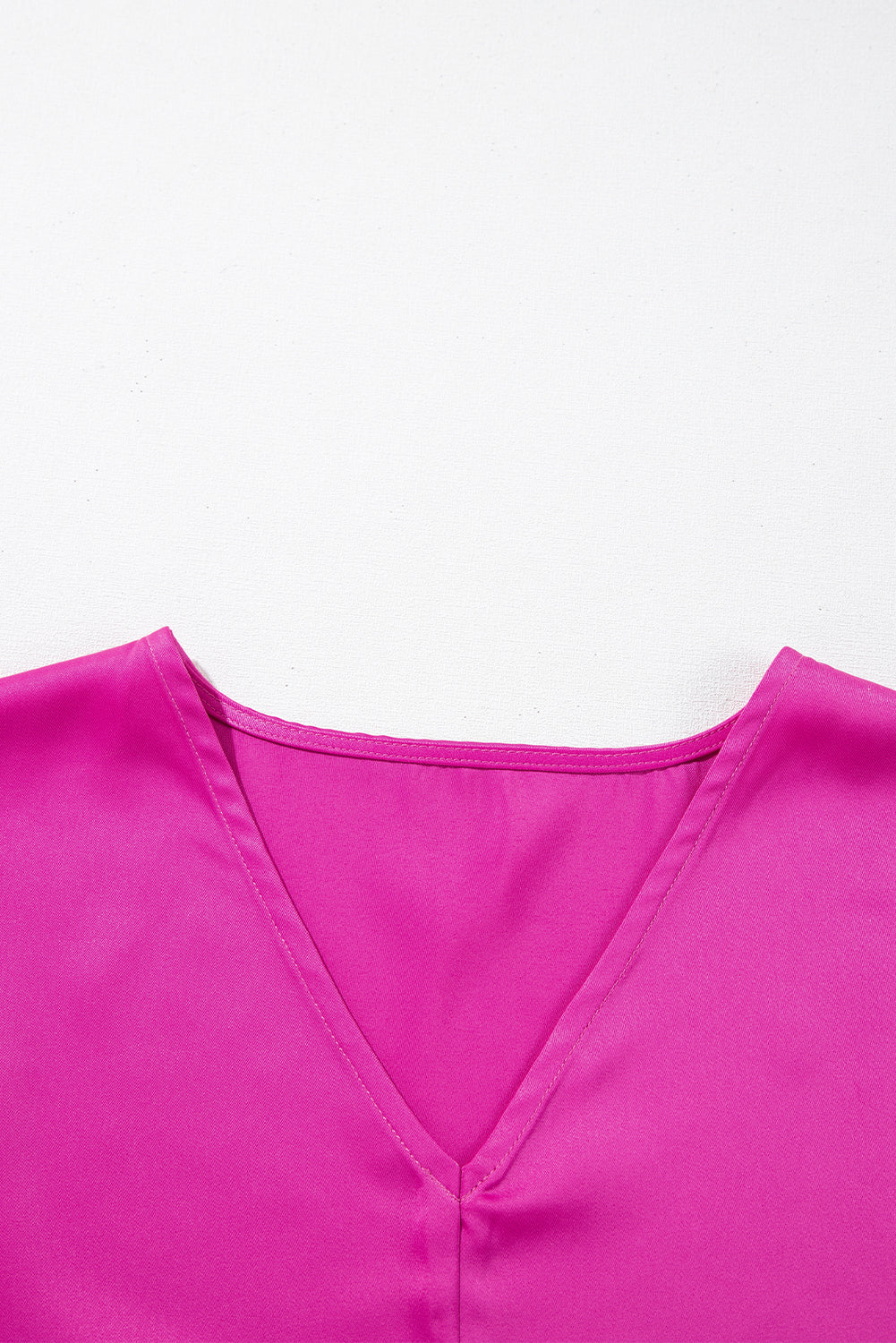 Bright Pink Silky V Neck Dolman Blouse - Snoopy's Closet